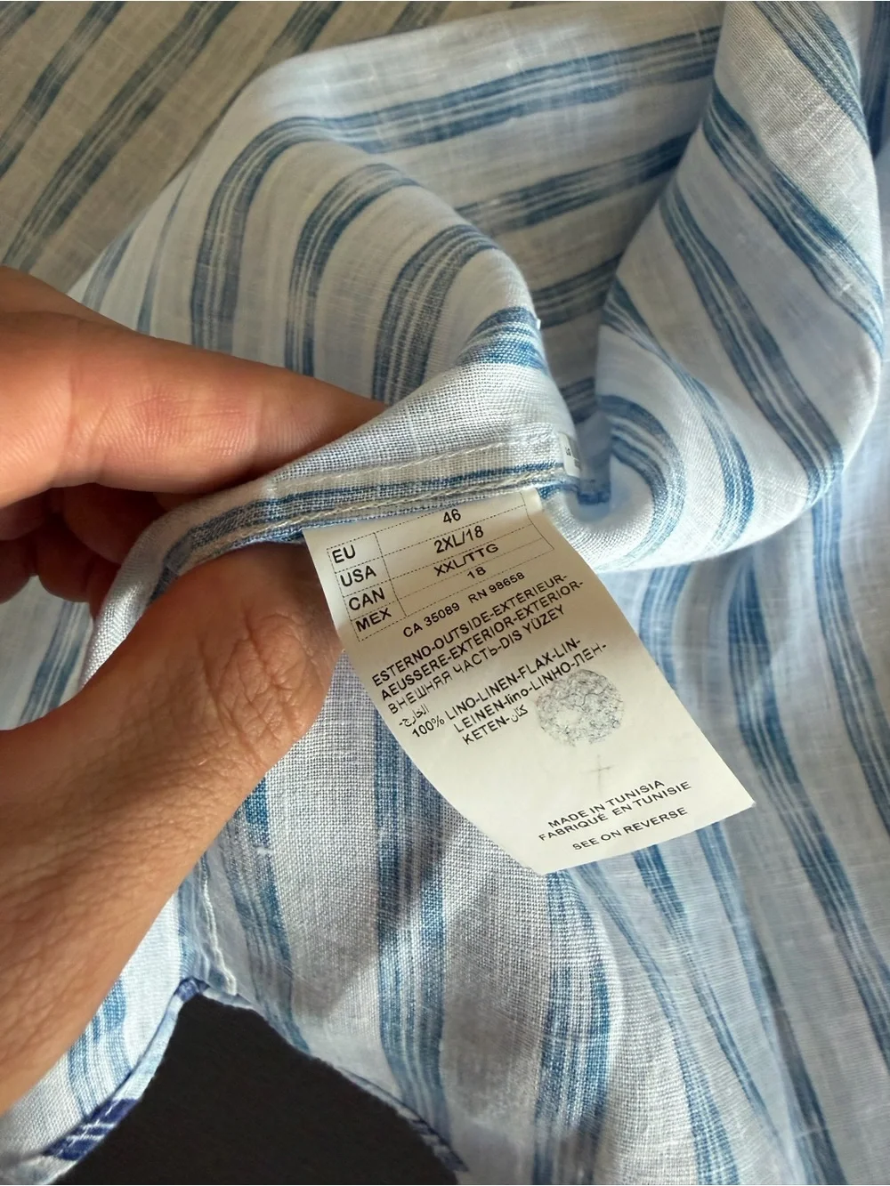 Paul & Shark 100% Linen Blue White Striped Button-Up Shirt - Picture 7 of 7